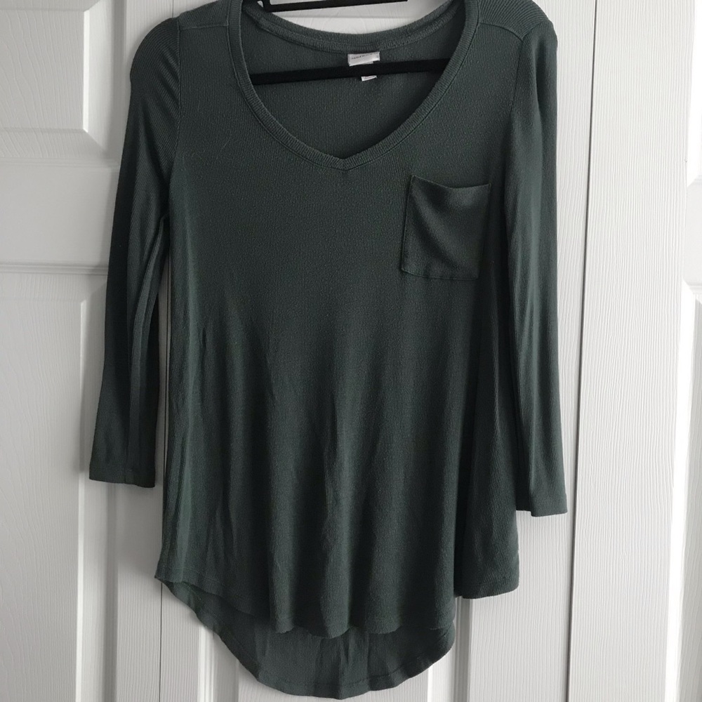 Casual army green long sleeve tee
